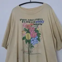 90s フラワーショー　ベージュ　ヴィンテージ　Tシャツ