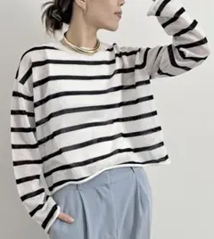 L'Appartement Border Sheer Knit ブラック L'Appartement Border Sheer Knit ブラック 長袖