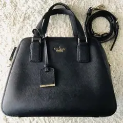 Kate spade ハンドバッグ2way レザー 黒 チャーム付き