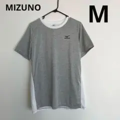 ミズノ スポーツ 半袖Tシャツ M グレー 白 ツートンカラー ランニング