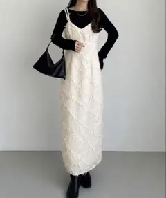 callautia フリンジジャガードキャミワンピース