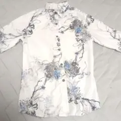 MIDAS 花柄 長袖シャツ ホワイト