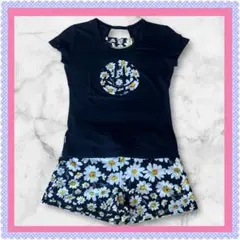 ミカランセ ミカノ ニコちゃん 花柄 Tシャツ ショートパンツ フリーサイズ 黒
