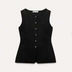 ZARA ニットベスト ザラ 新品 黒 ノースリーブニットトップス