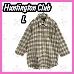 [Huntington Club] チェック　ブラウン　シャツ　七分袖　美品