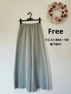 プリーツワイドパンツ　ミントグリーン Free