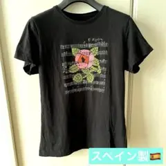 PALAU DE LAMÚSICA RoseDesignTシャツMバラ柄ブラック