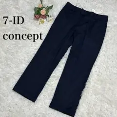 【セブンアイディコンセプト】スラックスパンツ　黒　ブラック　センタープレス　38