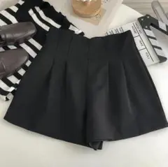 ハーフパンツ キュロット お出かけ 足長効果 XL フェス ブラック デート