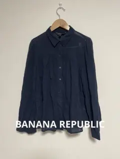 BANANA REPUBLIC シアーシャツ　コットン　ネイビー　S