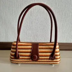 美品☆Le SAC レザック☆かごバッグ☆ストライプ
