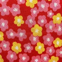 ポリエステルちりめん生地 花柄 65cm × 100cm