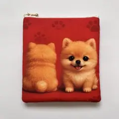 ハンドメイド　ポメラニアン　ポーチ