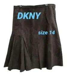 DKNY スエード フレアスカート アシンメトリー 山羊革 大きいサイズ