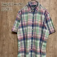 90sラルフローレン RalphLauren半袖シャツ マルチカラーチェック L