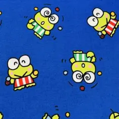 #9 ケロケロケロッピー総柄プリント生地ブルー色1990年代製平成レトロ