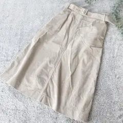 【シップス】コーデュロイ ロングスカート タイト 秋冬 ミモレ丈ベルト ポケット