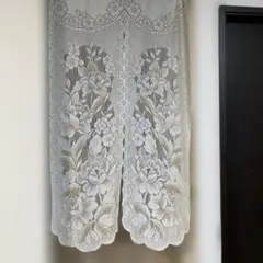 花柄レース暖簾　ホワイト