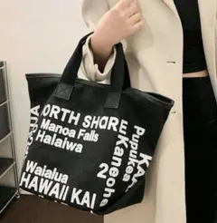 【新品】 ラスト2点！　トートバッグ　キャンバス　バッグ 黒 ブラック
