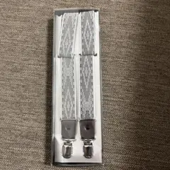 ストライプデザイン サスペンダー シルバー