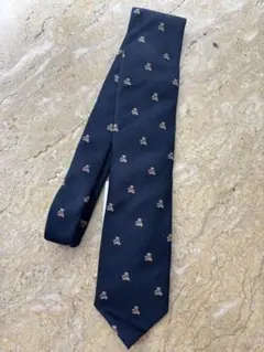 新品 箱あり DAKS ダックス ネクタイ ベアー ネイビー 紺色シルク100%