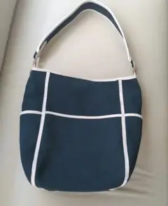 【完売ネイビー】 ショルダーバッグ キャンバス　トリミング