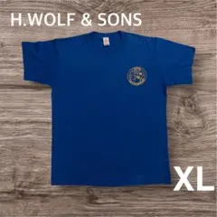 Tシャツ　ブルー　XL　アメリカ　古着　　プリント　H.WOLF & SONS