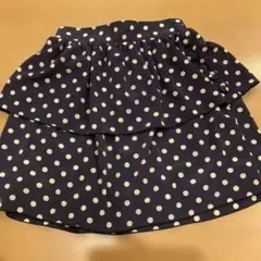 ネイビーの水玉フリルミニスカート　ティアードスカート　くるみボタン付き