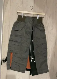 sacai サカイ ナイロンスカート カーキー×オレンジ 1