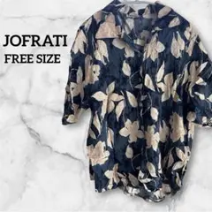 希少✨JOFRATI 【FREE】フラワープリント 半袖シャツ ネイビー 春夏
