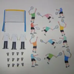 バドミントン★カラフル　黒★色紙・寄せ書き用シール12枚セット★卒業引退アルバム