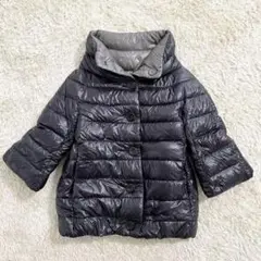 【美品】HERNO ダウンジャケット リバーシブル ハイネック 濃紺×灰色
