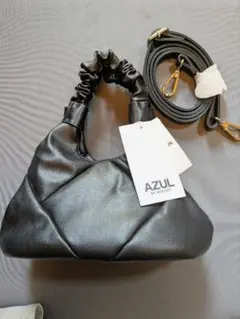 AZUL ブラック ハンドバッグ・ショルダーストラップ付　黒