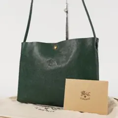 【美品✨】イルビゾンテ　付属品付き　ショルダーバッグ　ロゴ　グリーン　レザー