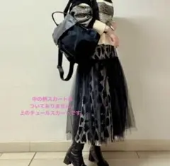 【新品・美品】チュール シースルー スカート シアースカート　黒 ウエストゴム