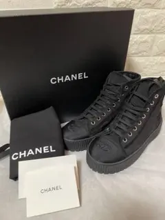 【CHANEL】美品 スニーカー ハイカット ブラック