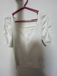 ホワイト パフスリーブ Tシャツ