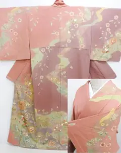 Club藤★訪問着 十日町友禅 はぶき 金駒刺繍 フォーマル 仕立上(3202)