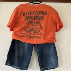 男児Tシャツデニム半ズボン2点セット 半パンツ 上下セット