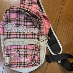 ピンク系チェック ボディバッグ