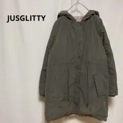 1160◎JUSGLITTY ダウンコート リバーシブル ポケットあり カーキ