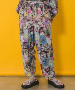 ScoLar 152653：コラージュ・キノコ柄 2柄展開パンツ