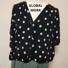 GLOBAL WORK 水玉模様 半袖シャツ