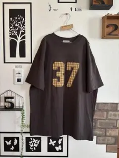 少し難あり★ロゴアップリケTシャツ＊チャコールグレー