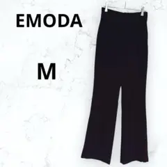 ＊エモダ＊パンツ スラックス ハイウエスト 裾スリット ストレート 通年 黒 M