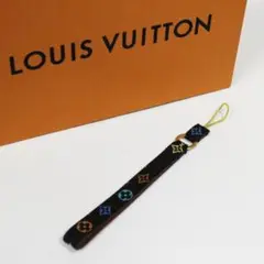 美品 ルイヴィトン ストラップ マルチカラー モノグラム レザー ブラック