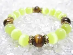 〇【イエロータイガーアイ×キャッツアイ】天然石ブレスレットパワーストーン