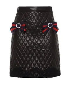 定価40万円 Gucci リボン レース ラムレザースカート 36