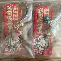 ご当地キティ　ストラップ　雷神　風神