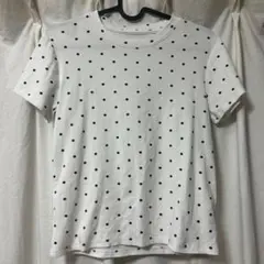 ホワイト ドット柄 半袖Tシャツ ドットTシャツ 水玉